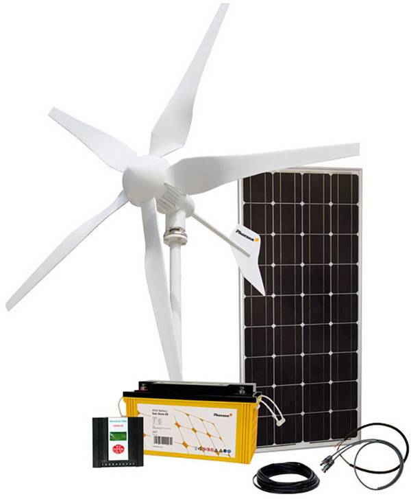 Phaesun 600297 Hybridkit Solar Wind One 1.0 Vindgenerator Effekt (vid 10m/s) 400 W 12 V