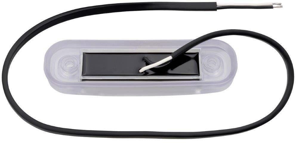 En rektangulär RFID-etikett med en lång svart kabel, sannolikt avsedd för trådlös identifiering i tekniska tillämpningar.