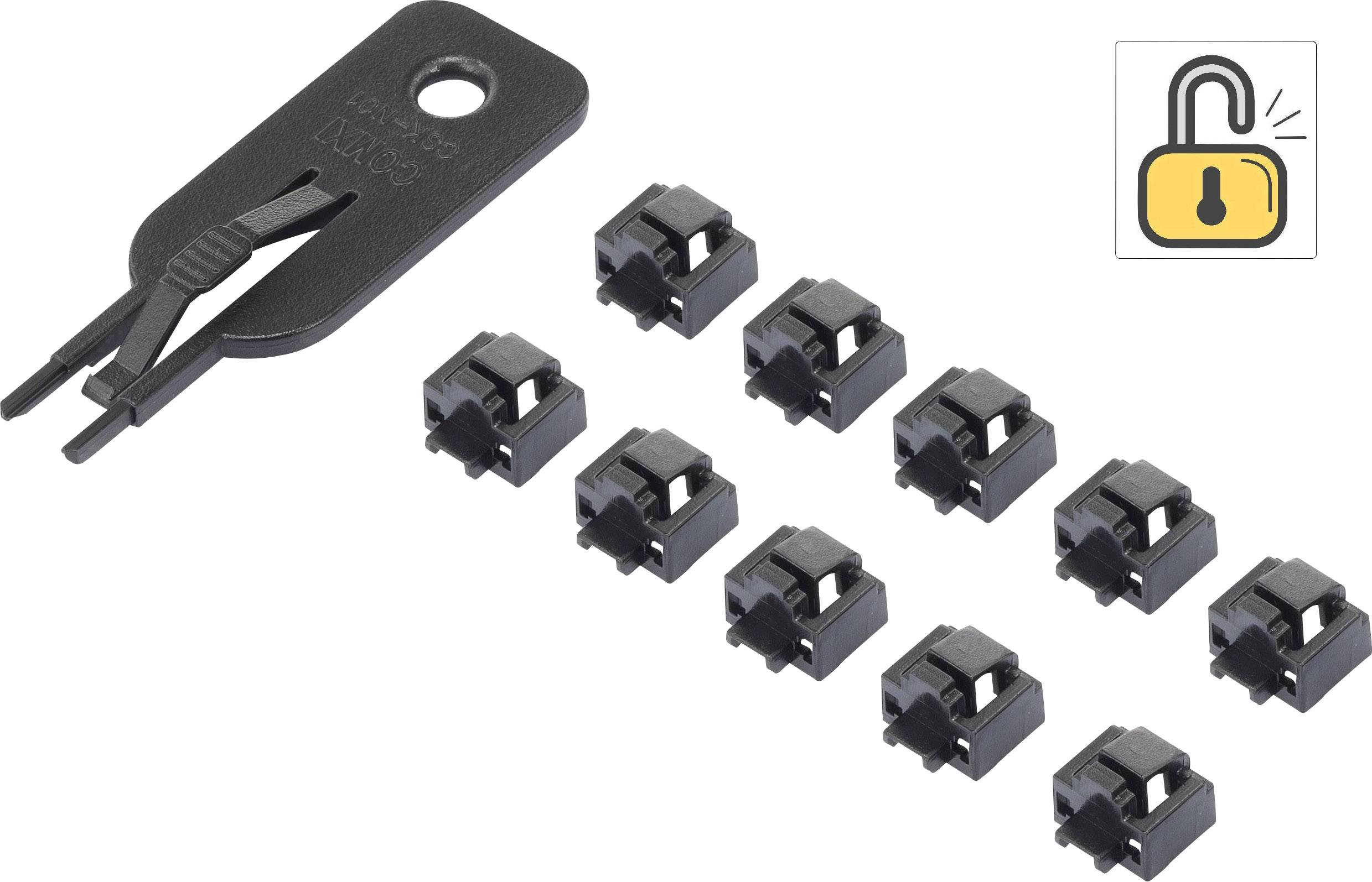 Renkforce rf-LANBlocker-01 RJ45 LAN Portlås Set 10 st Svart inkl. 1 nyckel