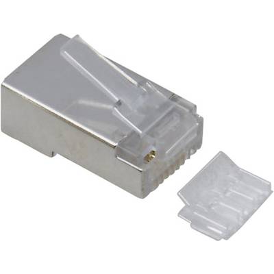 RJ45-kontakt utan hölje med en avtagbar plastdel. Används för Ethernet-nätverksanslutningar.