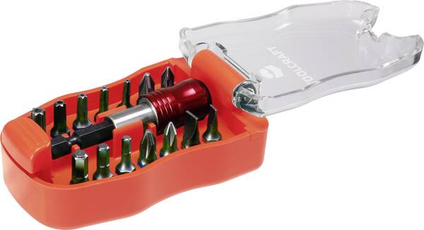 TOOLCRAFT TO-6623460 Bit-Set 15 delar Stjärnspår Phillips, Stjärnspår Pozidriv, Inner-sexkantig, Inner-sextandhålsgrepp (TX)