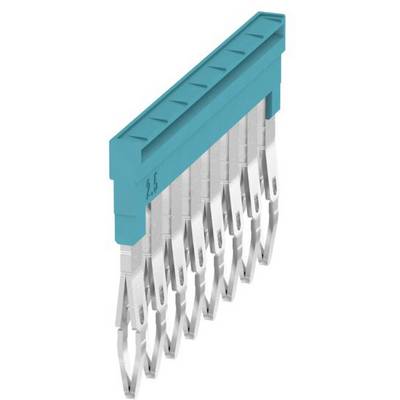 En bild av en blå kontakt med metalliska stift, lämplig för 2,5 mm uttag. Vertikal placering i en teknologisk kontext.