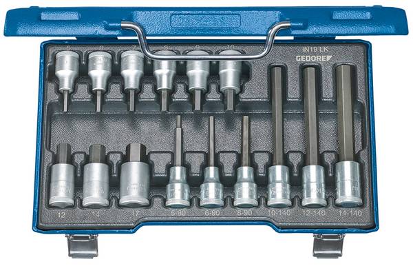 Gedore IN 19 LKM Hylsnyckel-bitsinsats-set  1/2" 15 delar 6129360