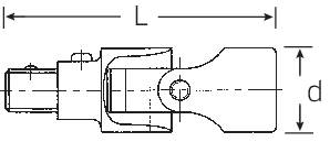Teknisk ritning av en komponent med längdangivelser 'L' och 'd'. Illustrationen visar en sidvy av det cylindriska elementet.