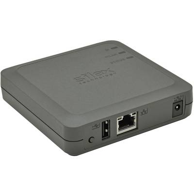 En grå nätverksadapter med USB- och Ethernet-anslutningar. Används för att ansluta enheter till ett nätverk.