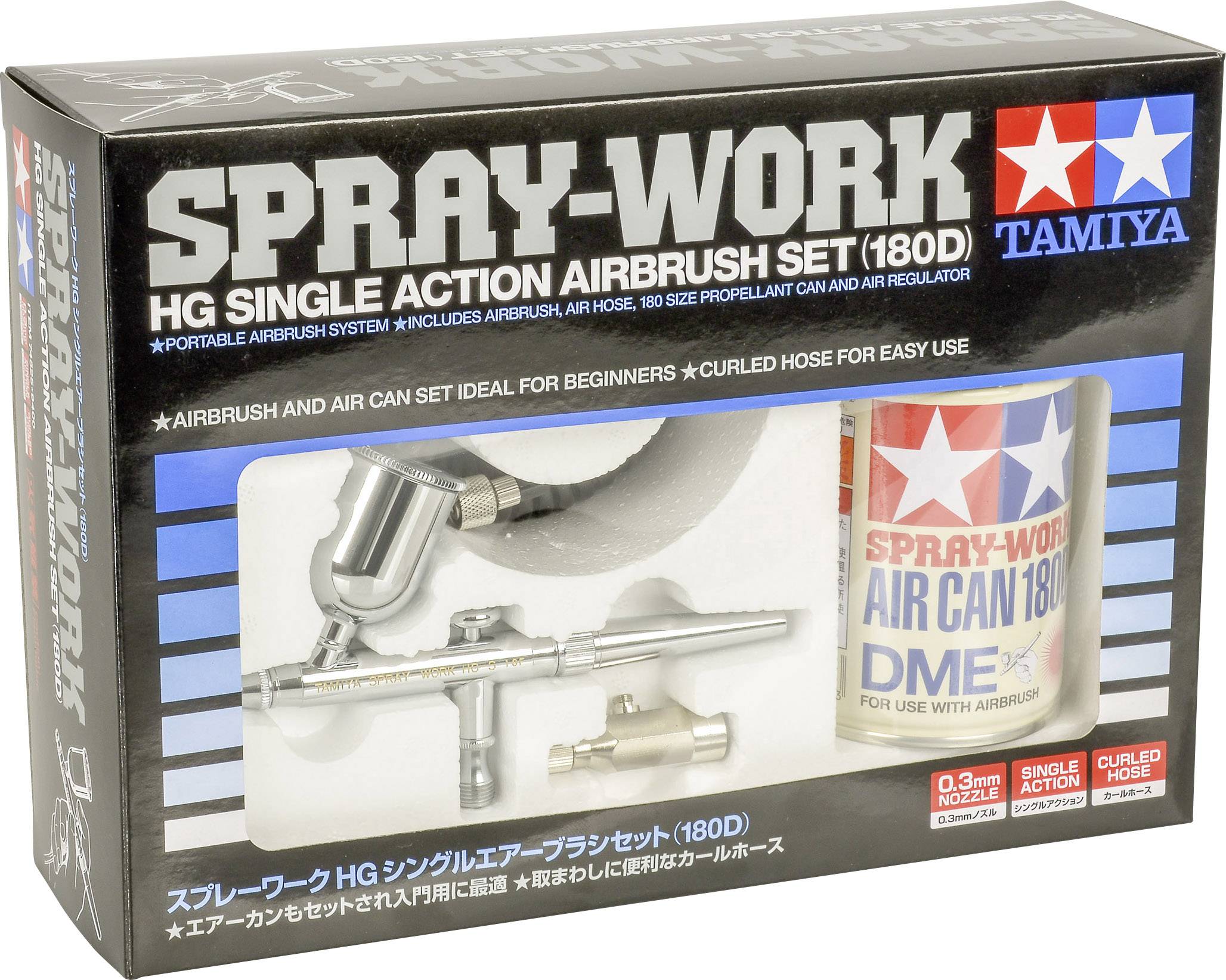 Tamiya 74525 Airbrush Startset med tryckluft på burk Single Action