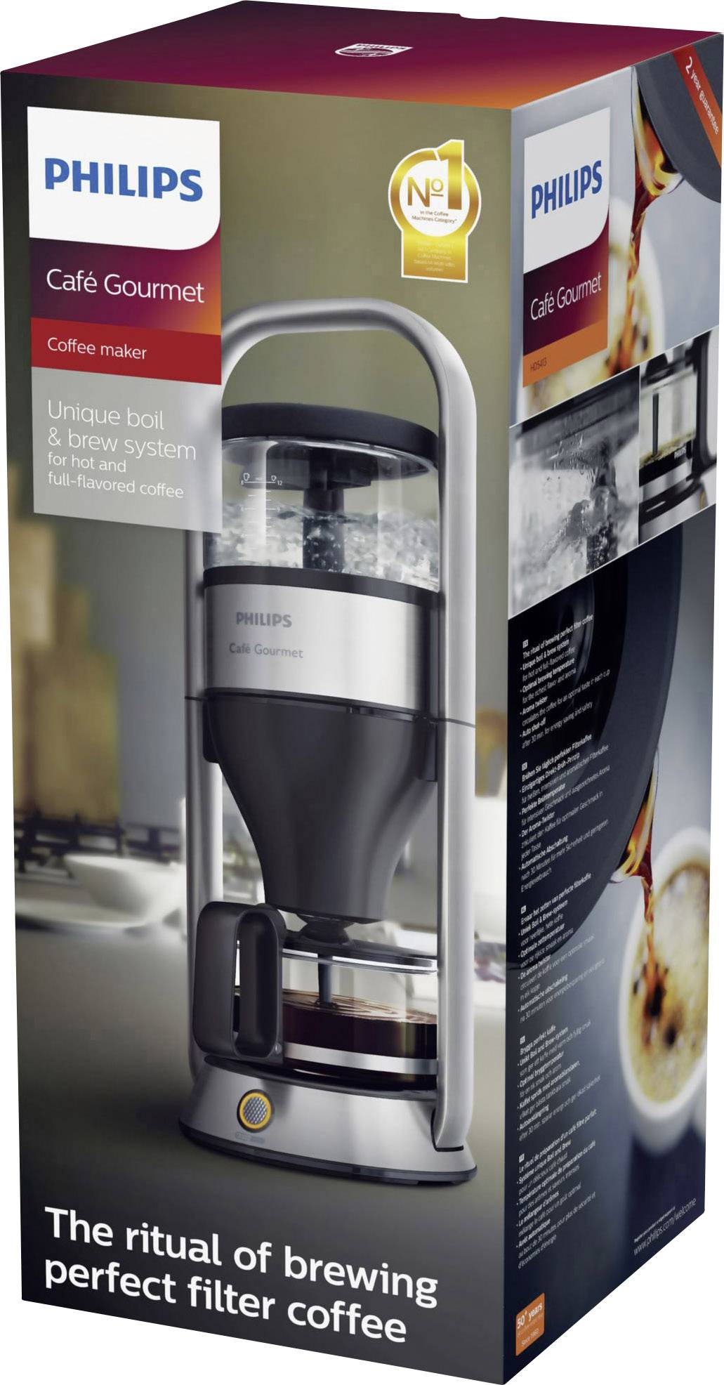 Philips Kaffebryggare Rostfritt stål Kapacitet Koppar=12 Philips Kaffebryggare Rostfritt stål Kapacitet Koppar=12