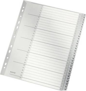 Leitz register siffror, plast, grått