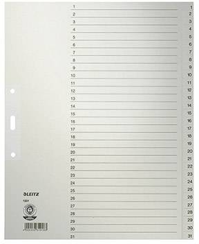Leitz nummerregister DIN A4, extra brett 100 g/m² 1-31 manilapapper, återvunnet grått
