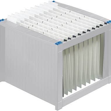 Helit hängmappbox DIN A4 40 hängmappar polystyrol ljusgrå/blå