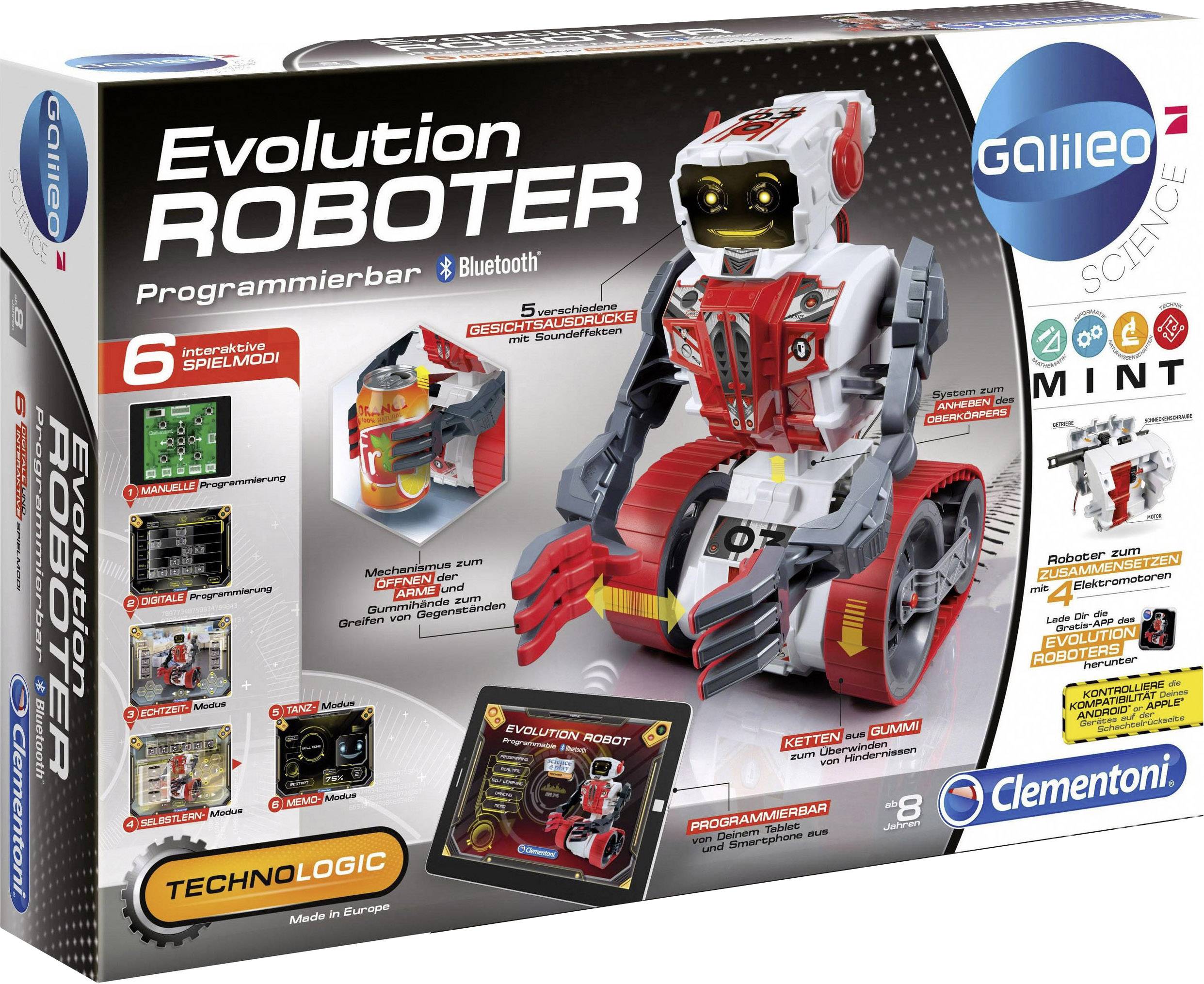 Clementoni Robot byggsats Galileo Evolution Roboter Byggsats, Spel