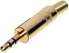 TRU COMPONENTS 1559794 Hörlursuttag 3.5mm Kontakt hane rak Antal poler: 3 Stereo Guld 1 st