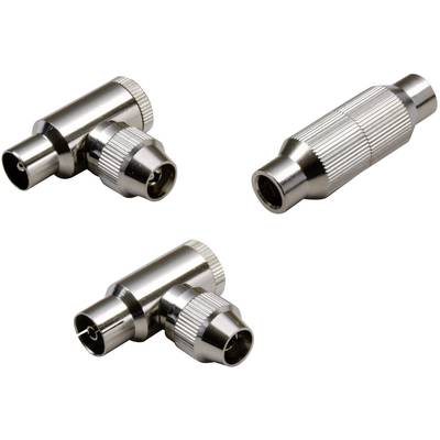 BKL Electronic 0403507 Koax-anslutningsdon - set Metall Anslutningar: Koaxialkontakt IEC, Koaxialkontakt IEC Kabeldiamet