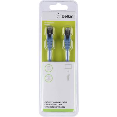 Belkin A3L981BT05MBLHS RJ45 Nätverkkabel, Patchkabel CAT 6 S/FTP 5.00 m Blå med låsskydd 1 st