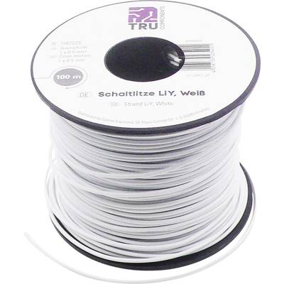 TRU COMPONENTS 1567228 Flätad kabel LiY 1 x 0.50 mm² Vit 100 m