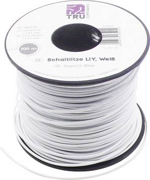 TRU COMPONENTS 1567228 Flätad kabel LiY 1 x 0.50 mm² Vit 100 m