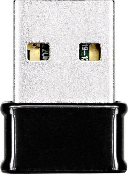 USB-dongel, silverfärgad med svart plastdel, närbild. Isatt för trådlös anslutning eller dataöverföring.