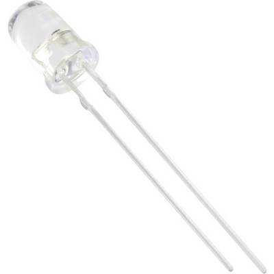 En transparent, cylindrisk LED med två långa, tunna metallben. Perfekt för elektroniska kretsar och indikatorer.