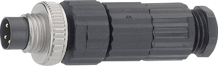 En svart, cylindrisk kontakt med flera stift, lämplig för industriella elektriska anslutningar.