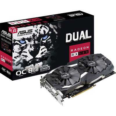 Asus Grafikkort AMD Radeon RX 580 Dual Overclocked 8 GB GDDR5 PCIe HDMI, DVI, DisplayPort Överklockad