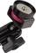 Svängbar apparathållare av svart metall med röd kugghjulsmekanism, lämplig för fästande av kameror på stativhuvuden.