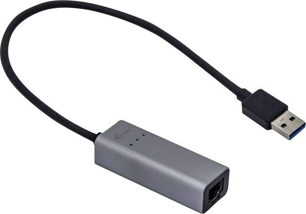 USB till Ethernet-adapter med grått hölje och svart kabel, lämplig för nätverksanslutningar.