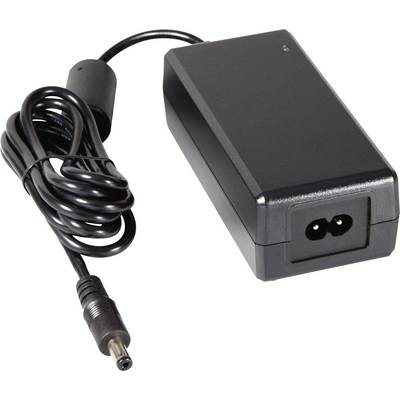 Svart nätadapter med kabel, rektangulär form, lämplig för elektroniska enheter, kontaktanslutning synlig på båda ändar.