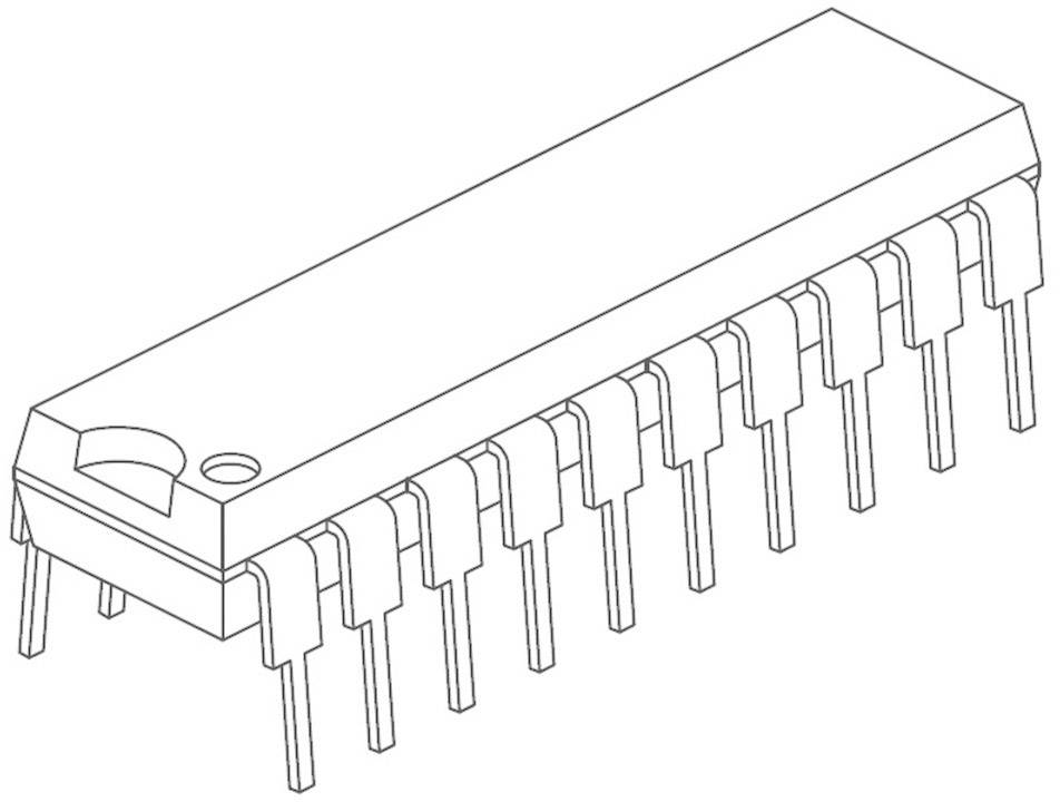 En schematisk teckning av en integrerad krets med flera anslutningsstift, ofta använd i elektroniska enheter.