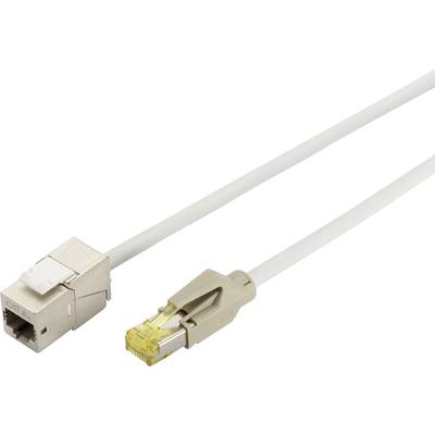 Digitus DK-1741-CP-020 RJ45 Nätverkkabel, Patchkabel CAT 6A S/FTP 2.00 m Grå Flamskyddsmedel, Folieskärmning, Flätad skä
