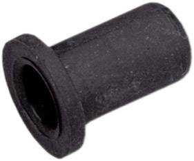 Svart gummidämpare i form av en cylinder med en bred bas. Används för att dämpa vibrationer i mekaniska tillämpningar.