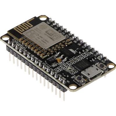 Liten elektronisk kretskort med WLAN-modul och flera anslutningar, använd för IoT-projekt och mikrokontrollerprogrammering.