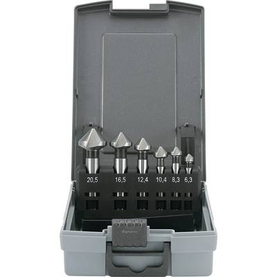 TOOLCRAFT 1614138 Konisk försänkarset 6 delar 6.3 mm, 8.3 mm, 10.4 mm, 12.4 mm, 16.5 mm, 20.5 mm HSS Cylinderskaft 1 st