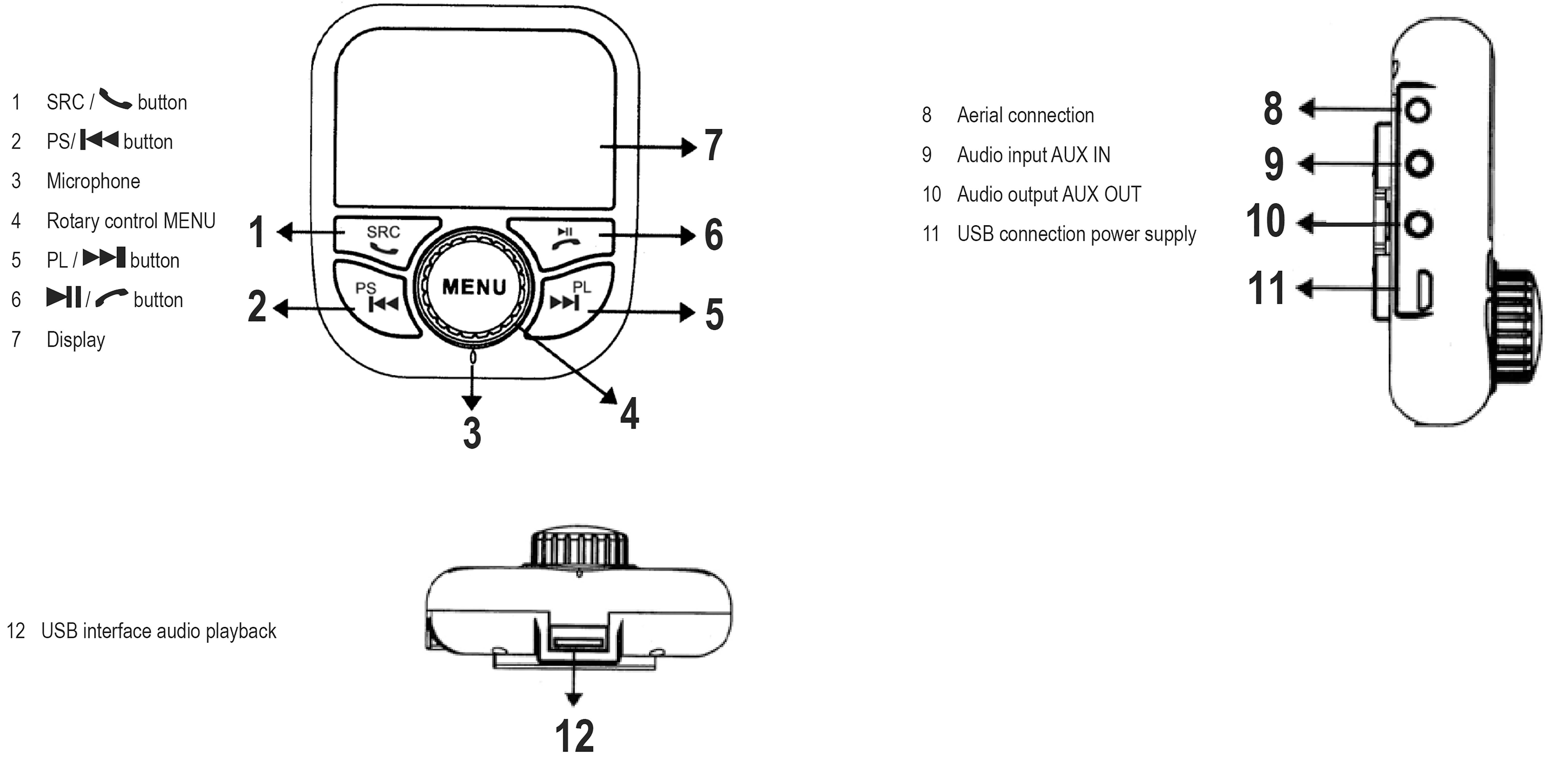 Renkforce RF-DAB-CAR1 DAB+ mottagare Musikstreaming via Bluetooth, Handsfreefunktion, Laddningsfunktion-9