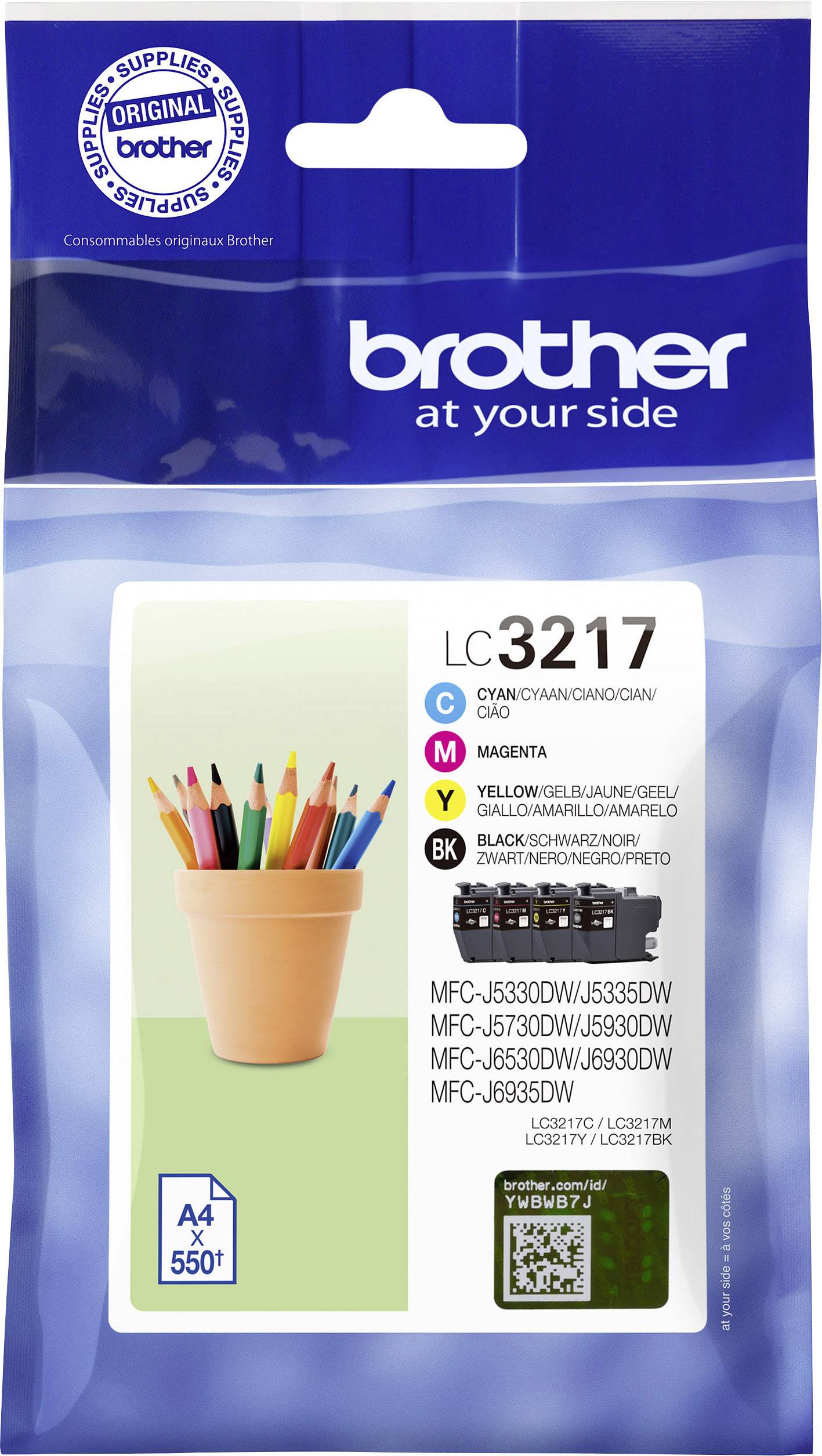 Brother Bläck LC-3217 VALDR Original Kombi-pack Svart, Cyan, Magenta, Gul LC3217VALDR
