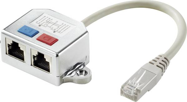 Renkforce RJ45 Nätverk T-adapter CAT 6 [2x RJ45 hona - 1x RJ45 hane] 15.00 cm Metall