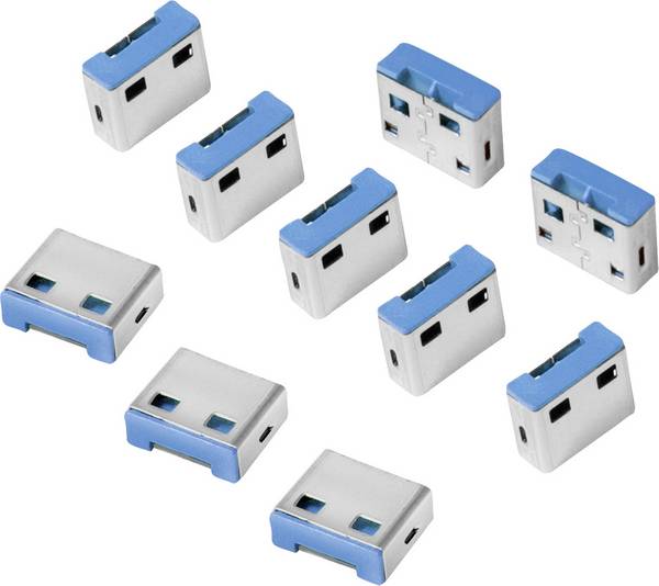 LogiLink USB PORT LOCK USB-portlås Set 10 st Silver, Blå utan nyckel