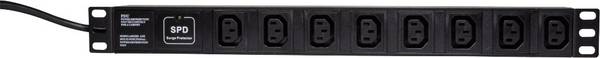LogiLink PDU8A01 19 tum Nätverksskåp-förgreningsdosa 1 U IEC C13 10A Fast montering, med switch Svart