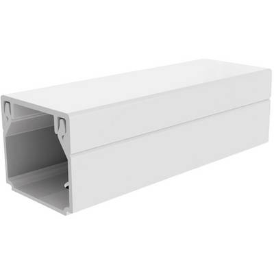 Vit rektangulär PVC-kabelkanalskydd med öppna ändar, i horisontell riktning.