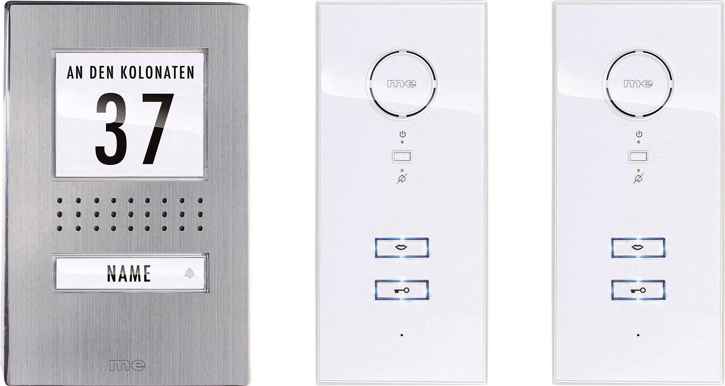 m-e modern-electronics ADV 112 WW Audio Vistadoor Porttelefon Sladd Komplett-set 1 Familjshus Rostfritt stål, Vit