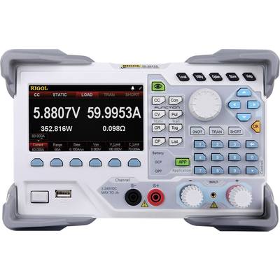 Ett digitalt multimeter med skärm visar mätvärden: 5,8807 V, 59,9953 A, 352,8161 W. Olika knappar och reglage syns.