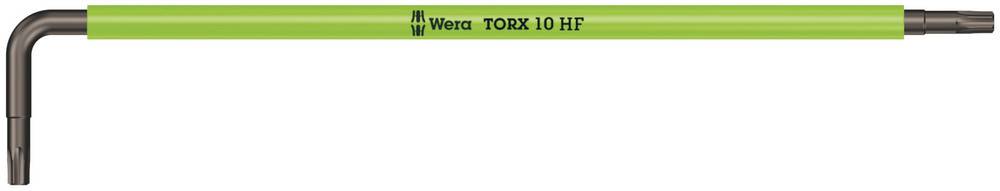 En grön vinkelmejsel med texten 'Wera TORX 10 HF', lämplig för TORX-skruvar, visad i sidovy.