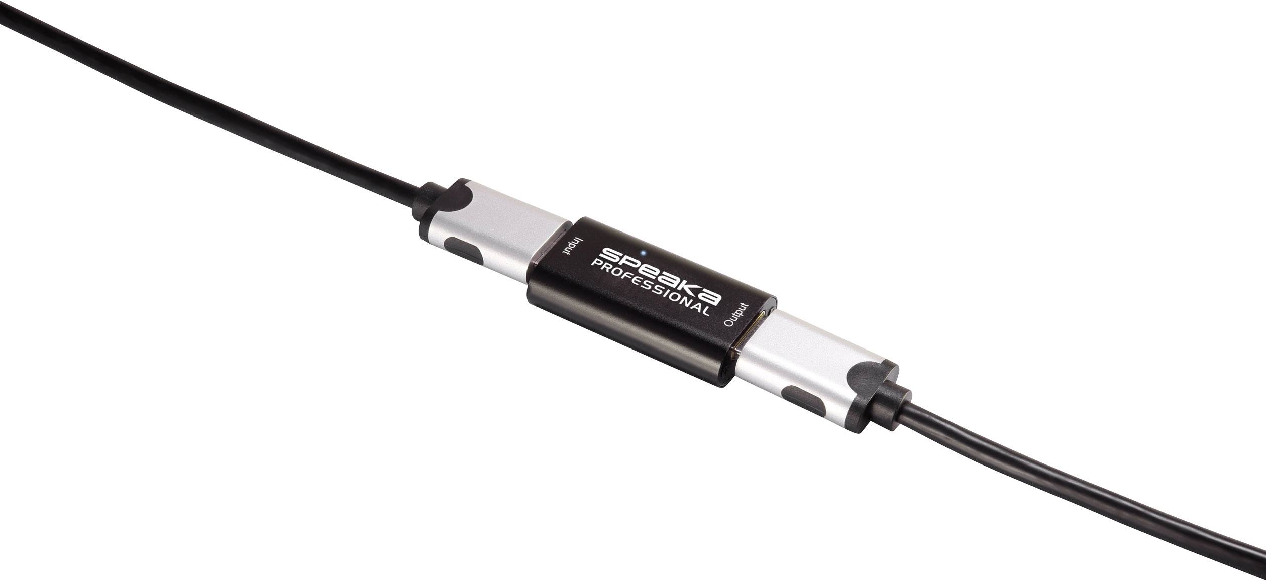 Mikrofonkabel med integrerad förstärkare och brusreducering, lämplig för professionella ljudtillämpningar.