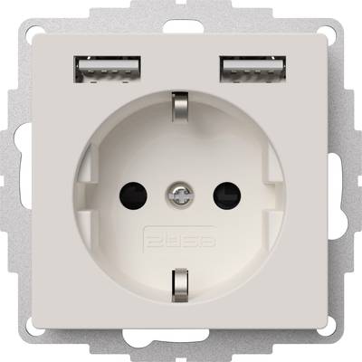 2USB 2U-449337 Eluttag Infälld VDE, USB-uttag, Petskydd IP20 Renvit, Matt