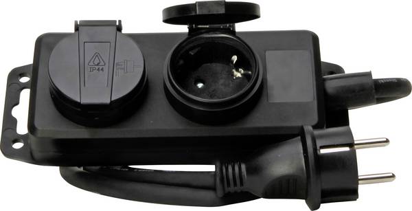Kopp 223002043 Grenuttag 2x Svart Skyddskontakt 1 st