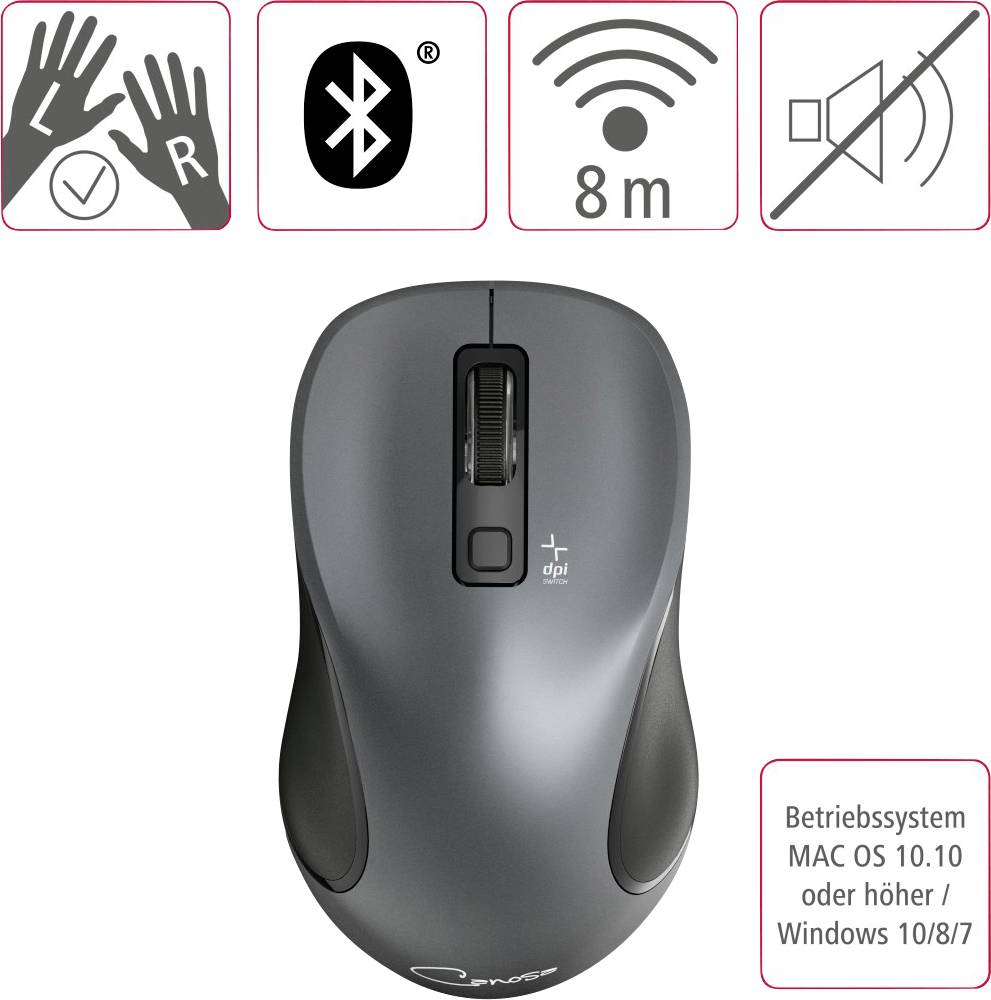 Hama Canosa WiFi mus Bluetooth Optisk Antracit 3 Knappar 1600 dpi