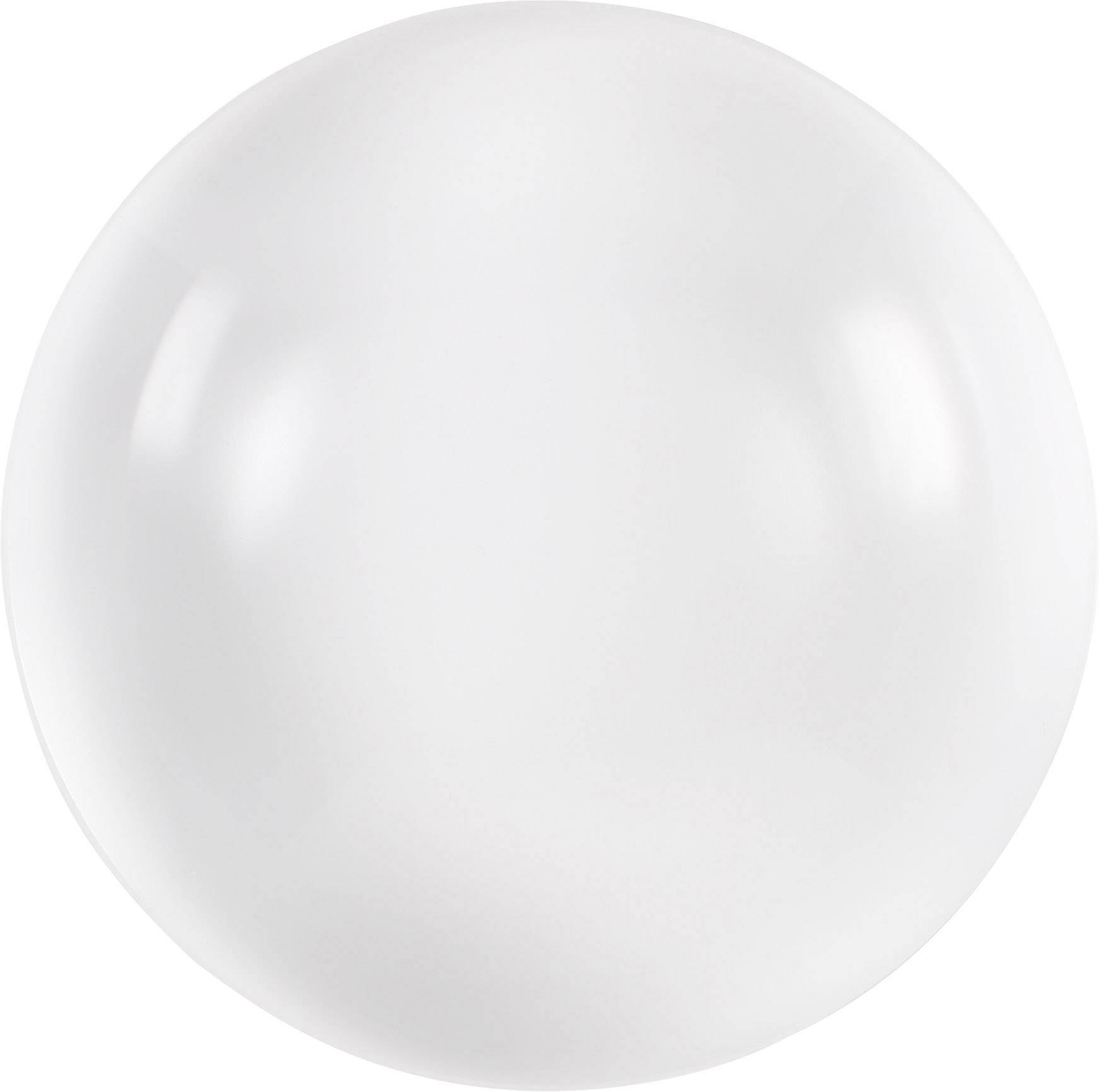 En blank, vit kula framför en neutral bakgrund.