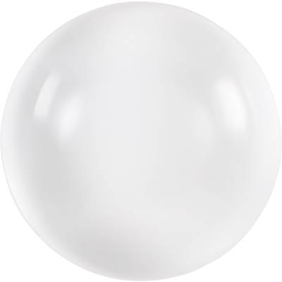 En blank, vit kula framför en neutral bakgrund.