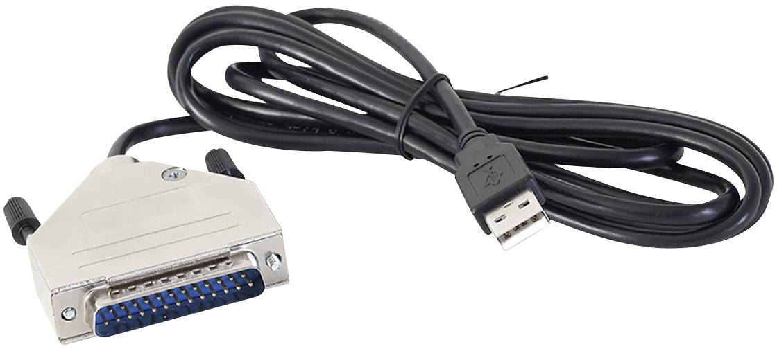 En USB-till-parallellportsadapterkabel, lämplig för att ansluta äldre skrivare till en dator via en USB-port.