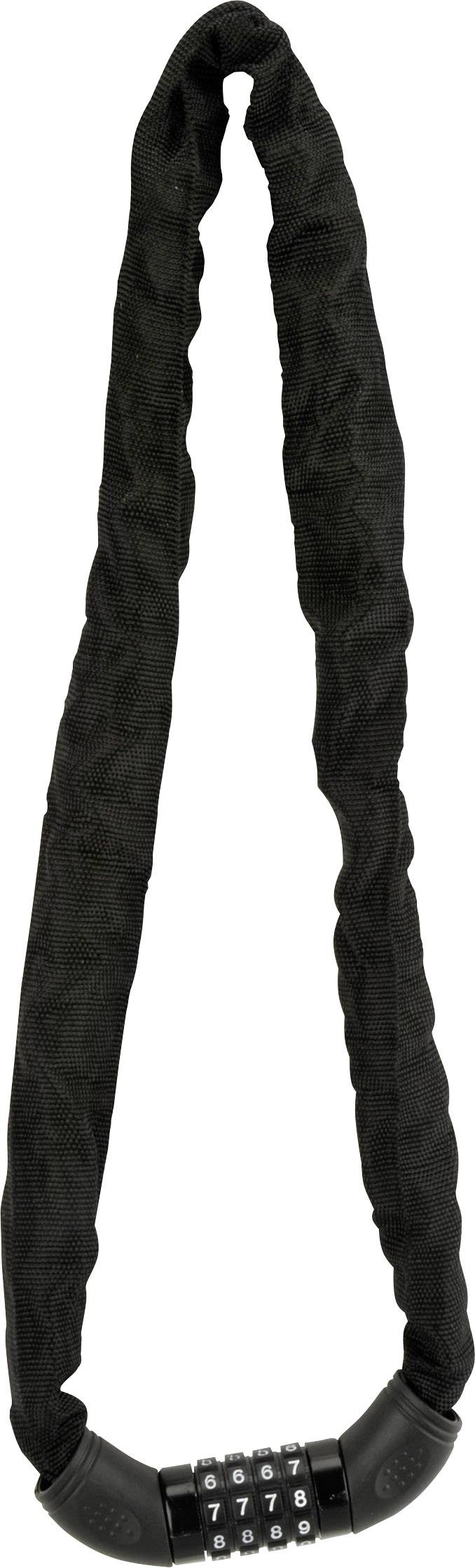 Ett svart kabelås med sifferkod.