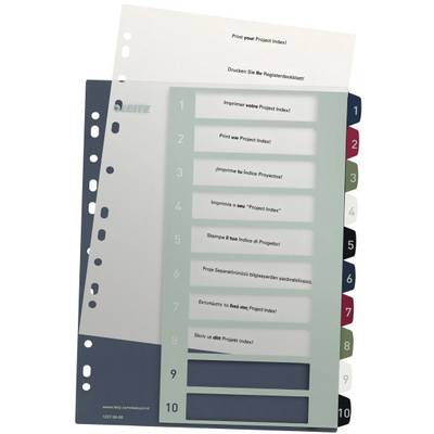 Leitz 1237 Style Register DIN A4 1-10 Polypropylen Flerfärgad 10 registerblad extra bred, PC-beskrivbar 1237-00-00